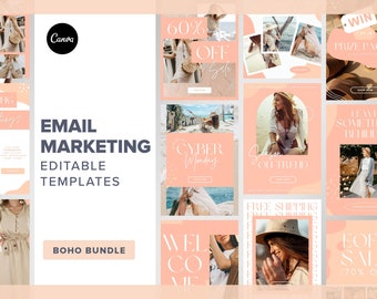 Editable Email Template Klaviyo & Mailchimp, Email Marketing Canva Template, E-commerce Fashion,  boho neutral | Email newsletter