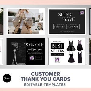Ebay Dankeskarten-Vorlage Canva Dankeschön Bestellkarte Small Business Branding E-Kommerz-Gutschein Kundenkarte Incentive druckbarer QR-Code