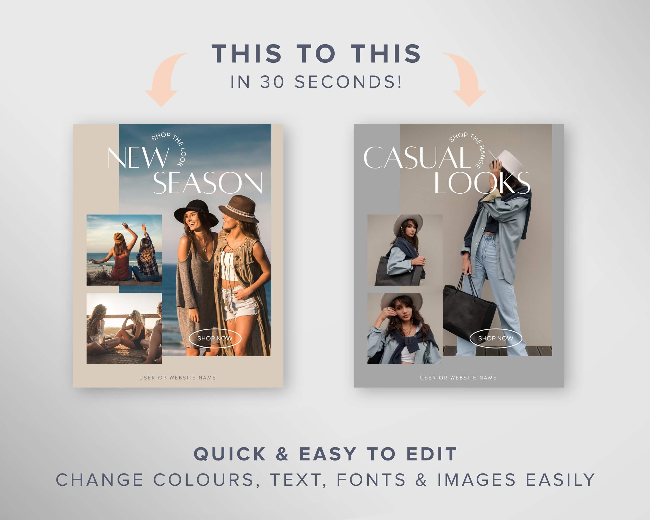 Neutral LTK Canva Template | Fashion Social Media Template | Like to ...