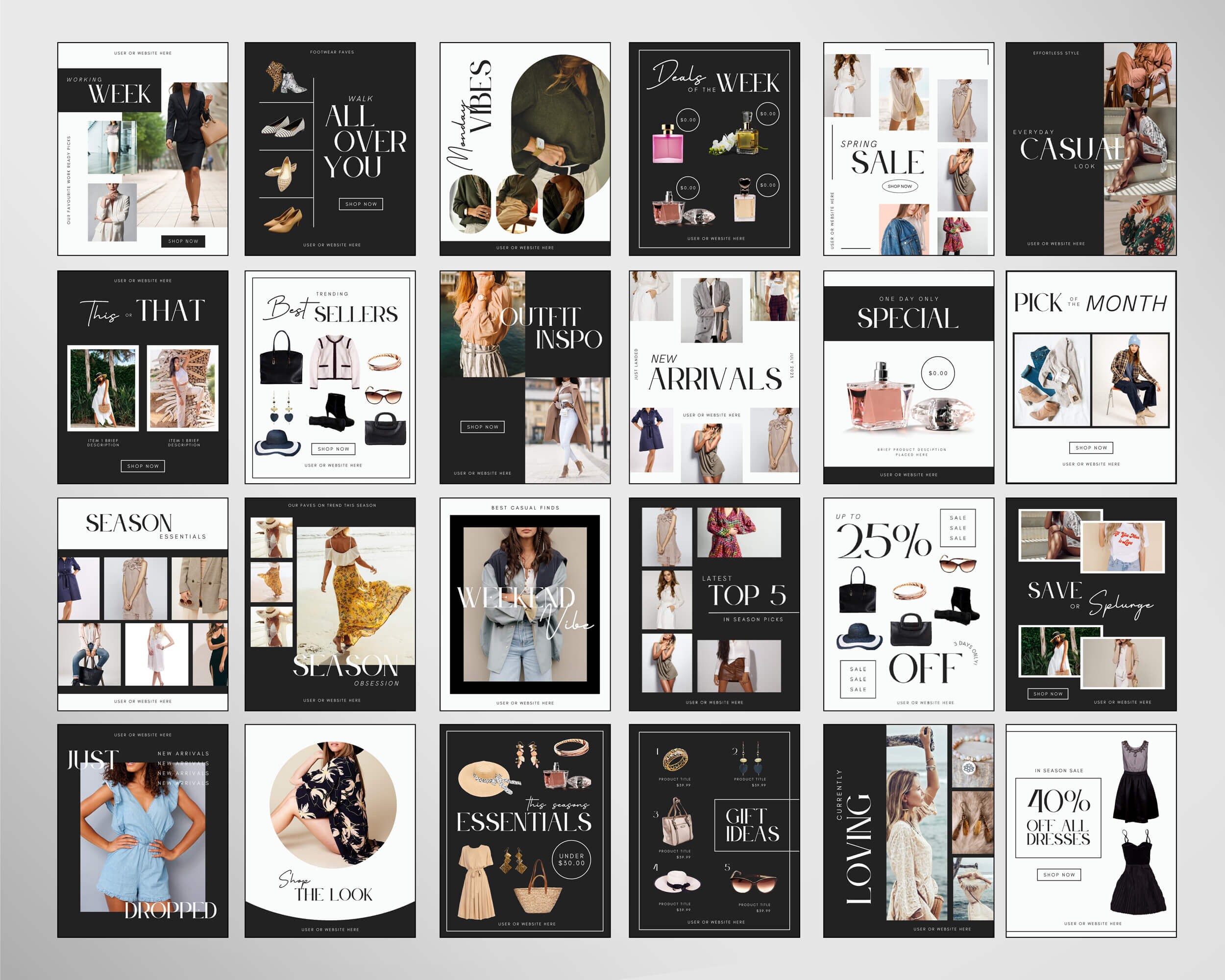 LTK Canva Template Black & White | Editable Fashion Social Media ...
