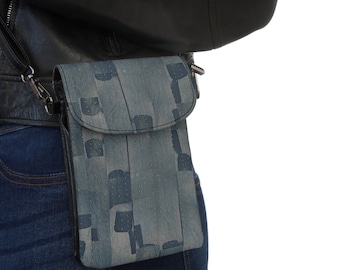 Small Cell Phone bag, Denim look slim handbag