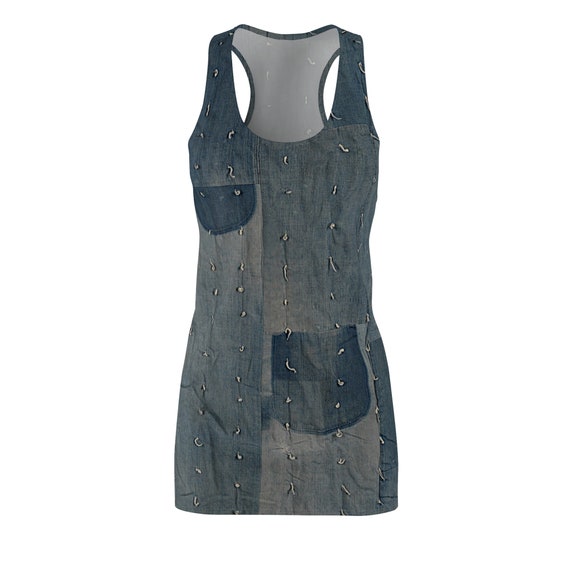 racerback denim dress Racerback Dress, True Blue Denim look Dress, Mini Dress, casual Dress, Denim Dress