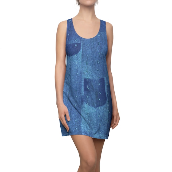 racerback denim dress Standards & Practices Women's Chambray Denim Tencel Racerback High-Low Dress - Ashley