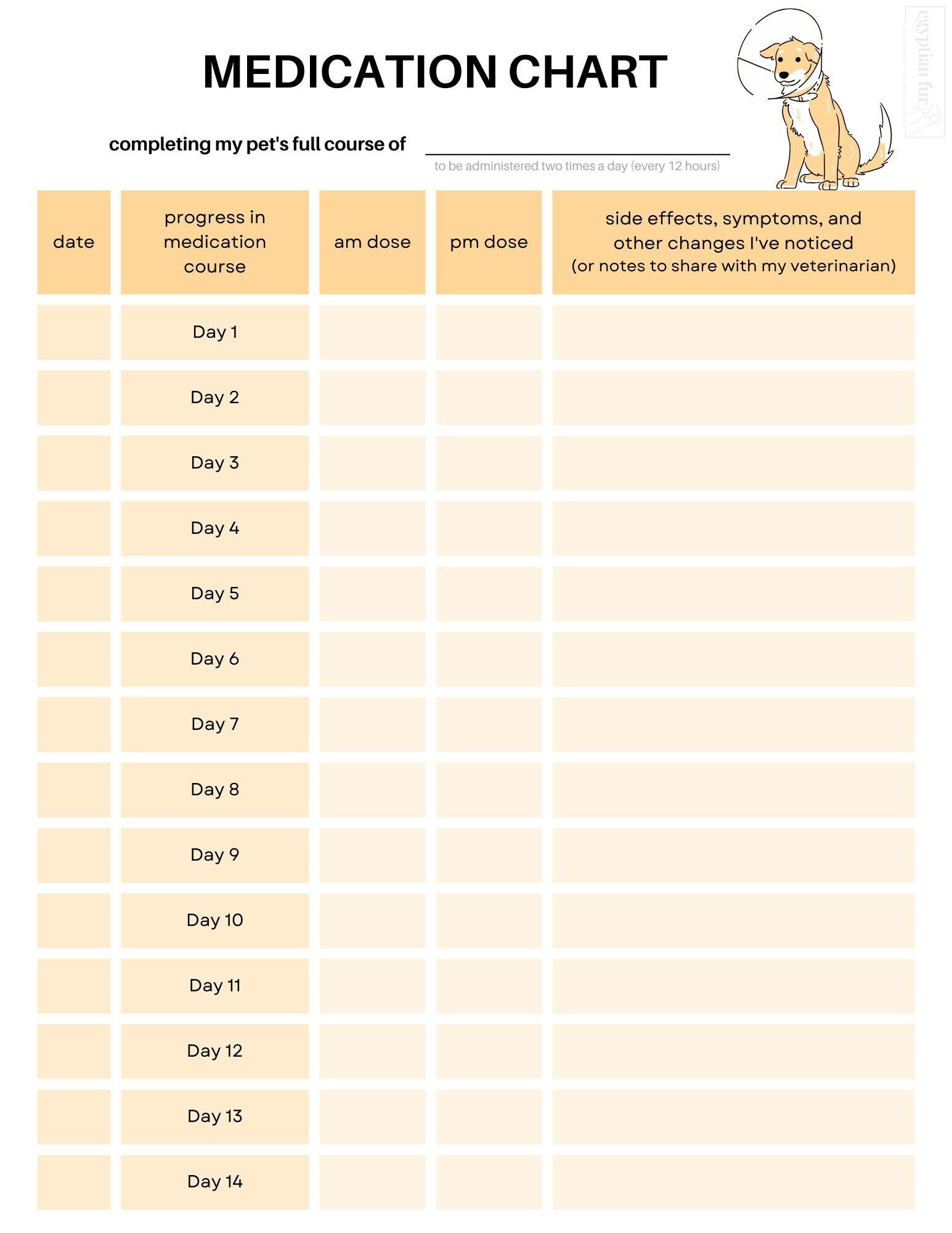 buy-pet-medication-chart-for-dogs-for-14-days-give-2-times-a-day-bid-online-in-india-etsy