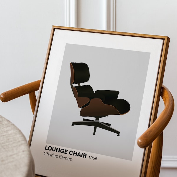 Lounge Chair, Vitra Eames Poster, Modern Print, Illustration Design