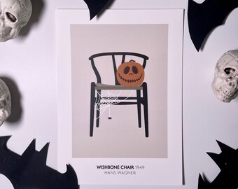 Halloween greeting card, Halloween postcard, interior design postcard, greeting card, Halloween card