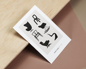 Greeting card, postcard, interior design postcard, greeting card, architecture card, chair design