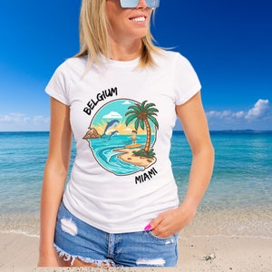 camiseta bélgica miami, camisa de verano, camisa de vacaciones de verano, camisa vibrante de verano bélgica, camisa de vacaciones, camiseta de vacaciones, camiseta de vacaciones imagen 2