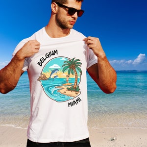 camiseta bélgica miami, camisa de verano, camisa de vacaciones de verano, camisa vibrante de verano bélgica, camisa de vacaciones, camiseta de vacaciones, camiseta de vacaciones imagen 1