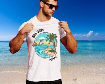 België Miami t-shirt, zomershirt, zomervakantie shirt, levendige zomer België shirt, vakantie shirt, vakantie t-shirt, vakantie tee