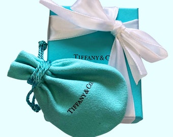 Tiffany & Co, Authentic Packaging, Suede Pouch, Blue Box, White ribbon, Vintage, Gift for her, Tiffany blue box, Blue wrapping, Blue Box