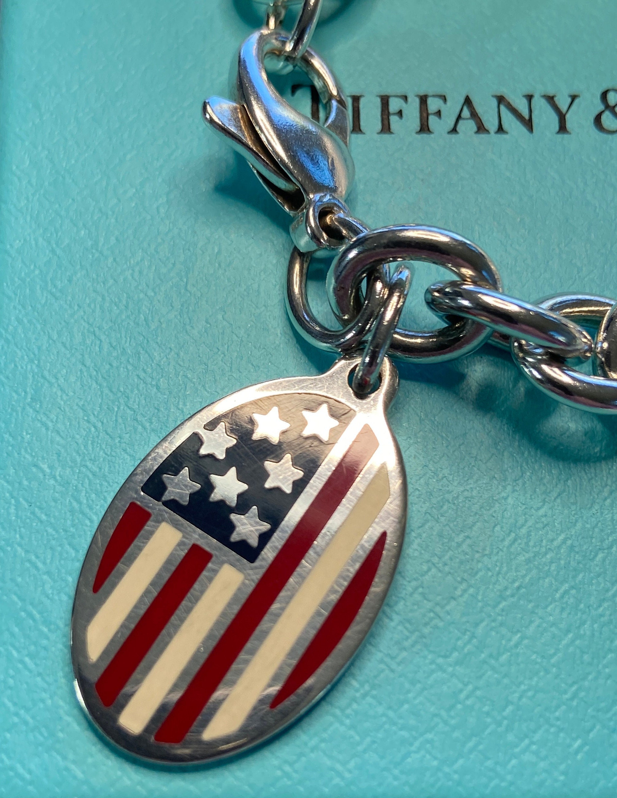 Tiffany & Co, American Flag, Charm Bracelet, Military Gift Tiffany & Co, American Flag, Charm Bracelet, Military Gift