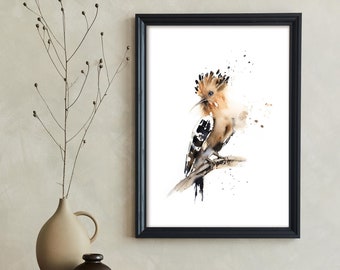 Hoopoe Watercolor Art Print, Bird Painting, Bird Wall Decor, Bird Fine Art Print, Nature Wall Art, Watercolor Painting, Bird Illustration