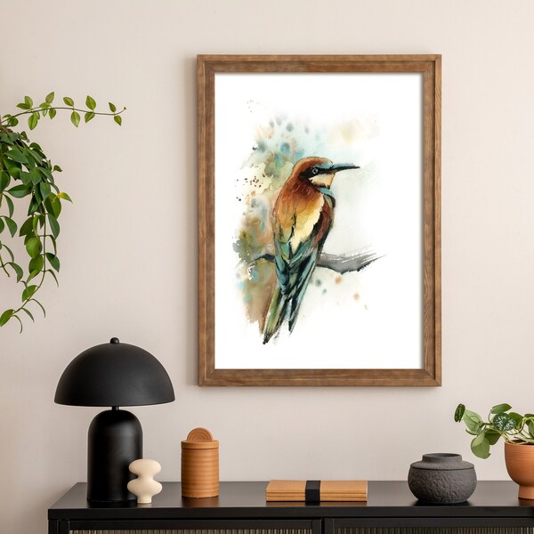 European Bee-Eater Art Print, Bird Painting, Watercolor Print, Bird Wall Decor, Bee-Eater Watercolor Painting, Bird Wall Art Print, bird Art