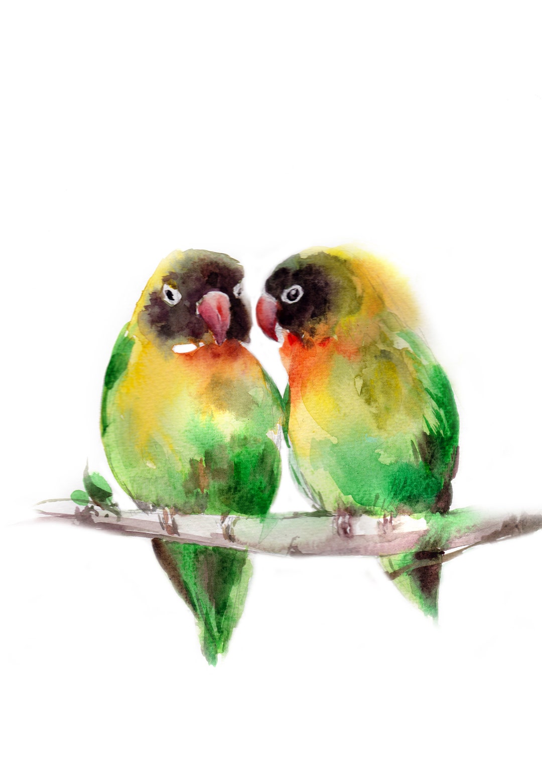 Love Birds Couple Fine Art Print, Tropical Nature Art, Two Birds ...