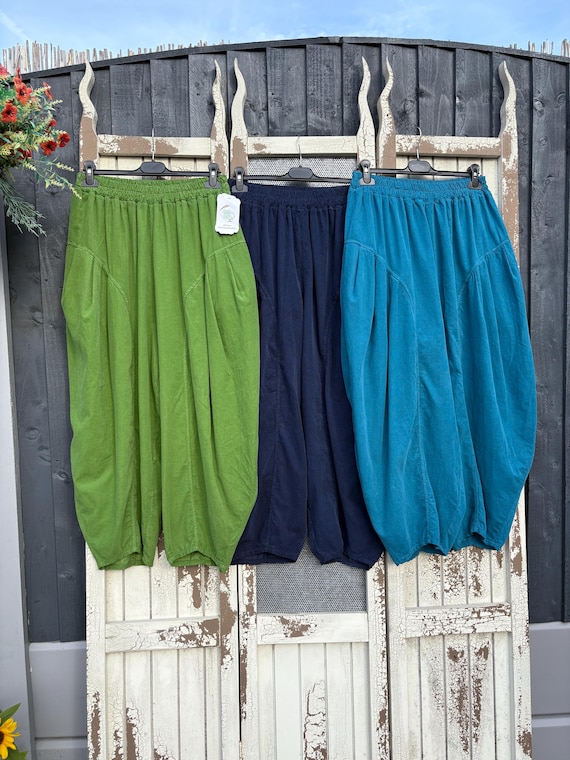 Made in Italy Milano Needlecord Barrel Leg Cocoon Trousers Various Colours