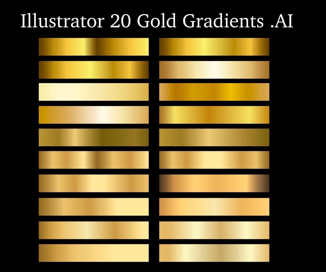 Illustrator Gold Gradients - Etsy
