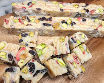 Delicious Nougat Candy With Strawberries, Cranberries and Pistachio Nuts