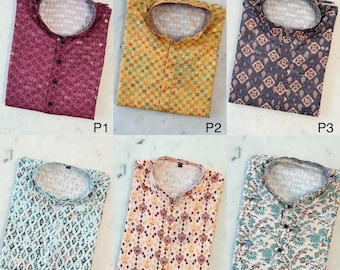 Mens Kurta - Indian Desi Kurta. Men’s Ethnic Wear, Trending Printed Kurta with mirror Sequence  and chikankari embroidery - 1