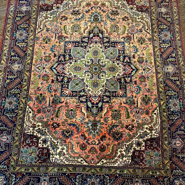 5x7 Vintage Area Rug - High Quality Hand Knotted Vintage Rug - 5x7 Persian Hariz Style Antique Rug – Multicolor Living Room Rug, Bedroom Rug