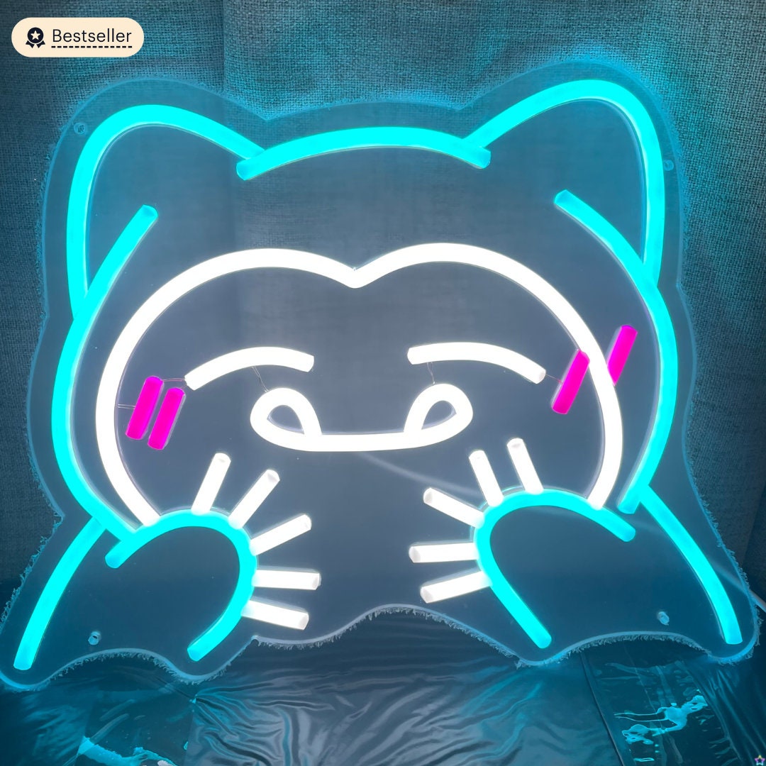 Snorlax Snorlax Neon Sign Anime Neon Sign Kawaii Room - Etsy