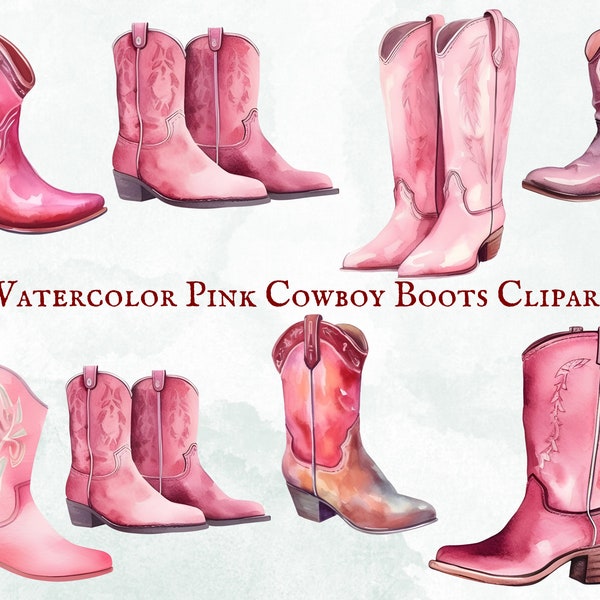 Watercolor Pink Cowboy Boots Clipart - 20 PNG Images - Cowboy Hat -  Hats Clipart - Instant Download - Commercial Use