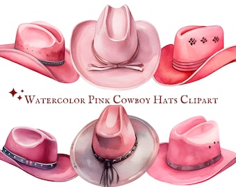 Watercolor Pink Cowboy Hats Clipart - 16 PNG Images - Cowboy Hat -  Hats Clipart - Instant Download - Commercial Use