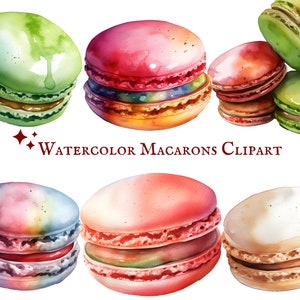 Watercolor Macarons Clipart - 37 PNG Images - Instant Download - Commercial Use - Macaron Dessert - Digital Art Set - Bakery Clipart