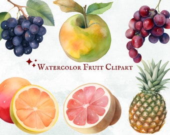 Watercolor Fruit Clipart - 25 PNG Graphics - Instant Download - Commercial Use - Digital Art Collection