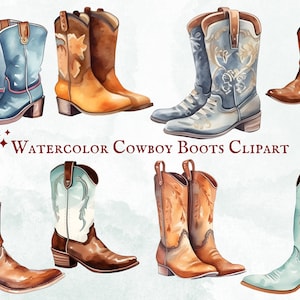Watercolor Cowboy Boots Clipart - 24 PNG Images - Cowboy Hat -  Hats Clipart - Instant Download - Commercial Use