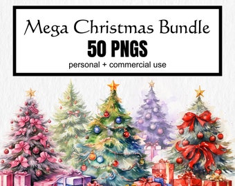 Christmas Tree Clipart Bundle – Holiday PNG Illustrations (Digital Download)
