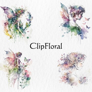 Watercolor Floral Fairy Clipart Bundle – Fantasy PNG (digital Download ...