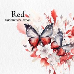 Aquarell Schmetterlinge rot Clipart Bundle - Aquarell Schmetterlinge rot 8 PNG format sofortiger digitaler Download für kommerzielle Nutzung