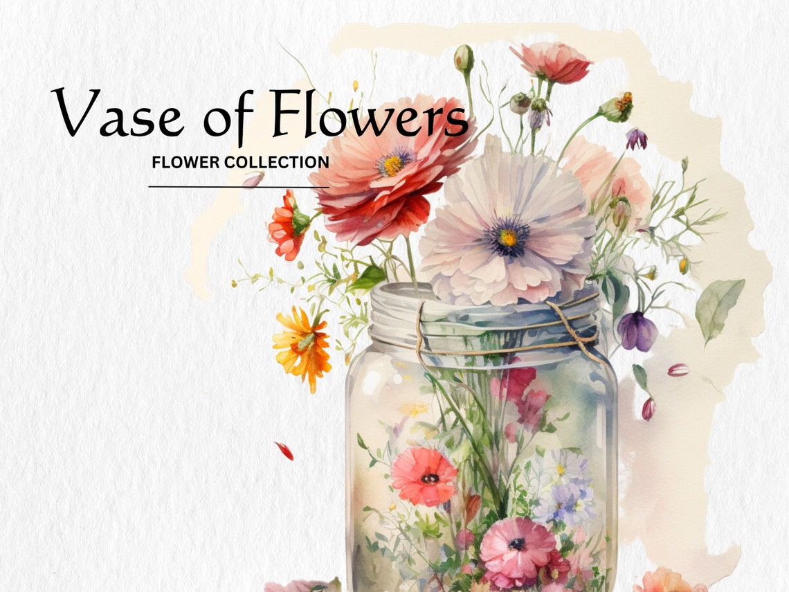 Watercolor Vase of Flowers Clipart Bundle 8 High Quality - Etsy