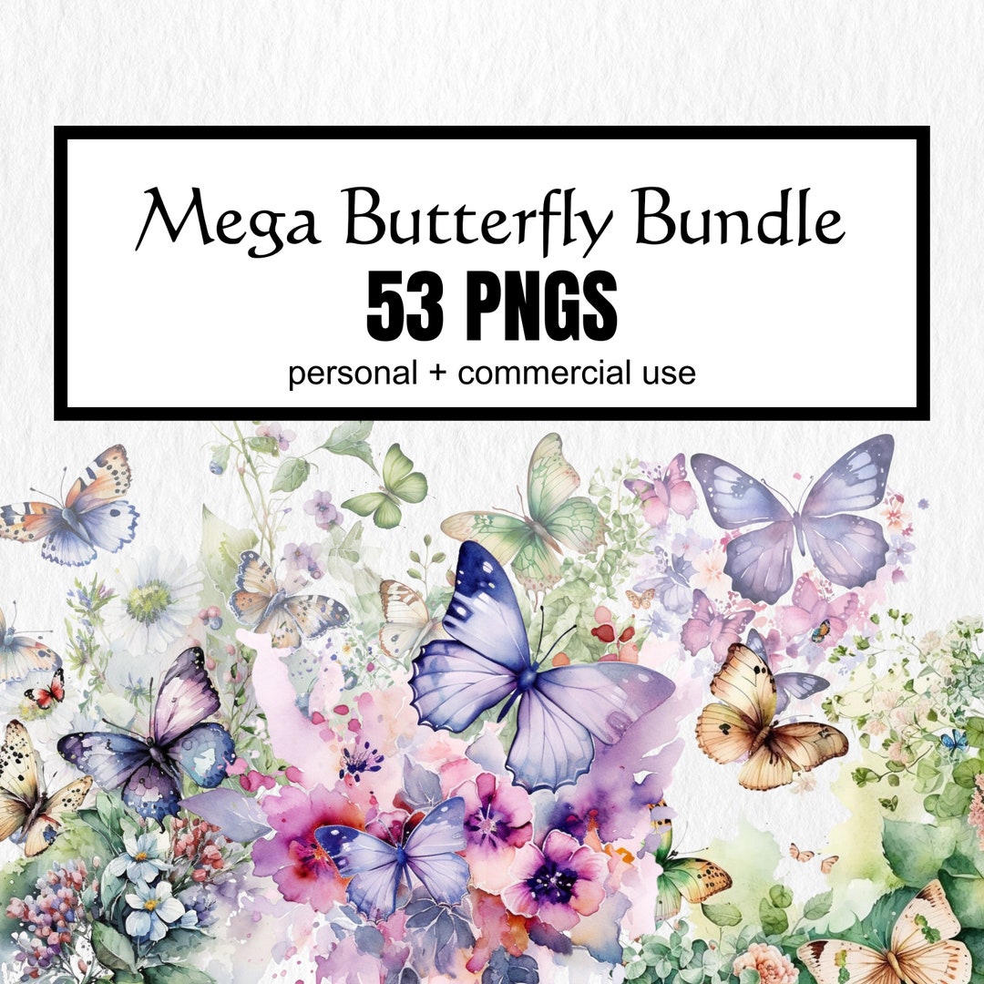 53 PNG Butterfly Mega Bundle Clipart Watercolor Butterflies Magical and ...