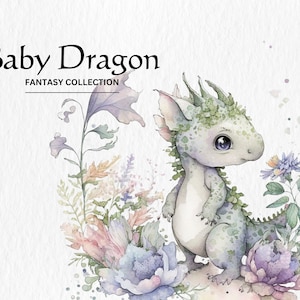 Aquarell Baby Drache Fantasy Clipart Bundle - Aquarell Baby Drache Fantasy PNG format sofortiger digitaler Download für kommerzielle Nutzung