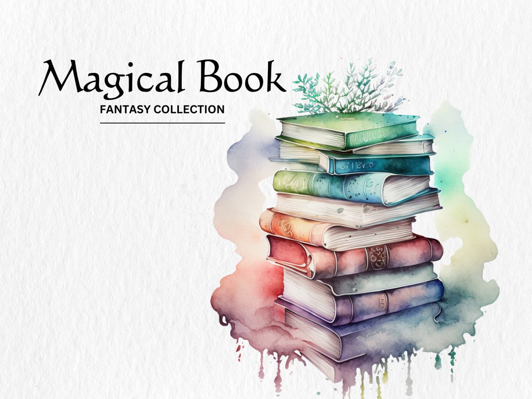 Watercolor Fantasy Book Clipart Bundle – Magical PNG Images (digital ...