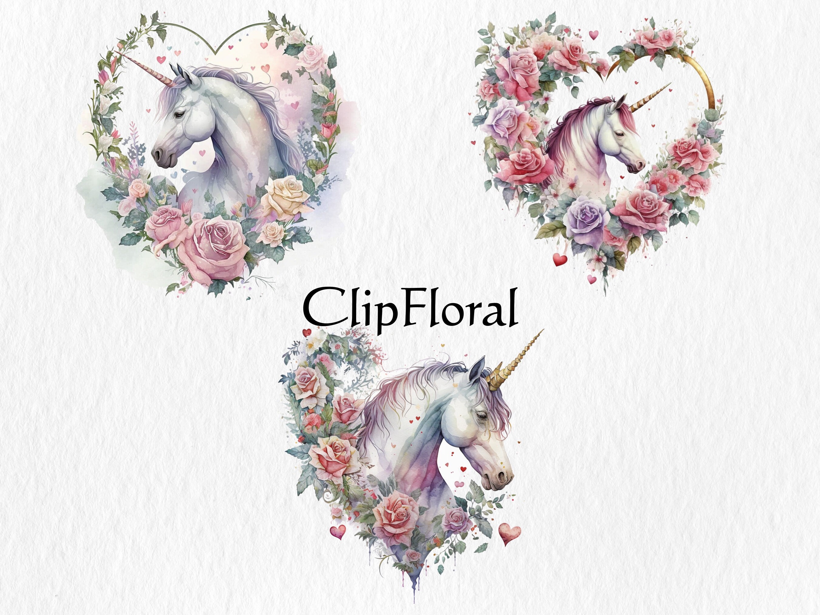 Watercolor Unicorn Clipart Bundle – Fantasy PNG Graphics (digital ...