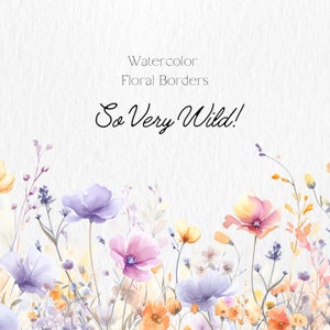 Clipart floral selvagem em aquarela - Clipart floral - Clipart floral neutro - Clipart de casamento - Flores selvagens - Clipart aquarela - Flores