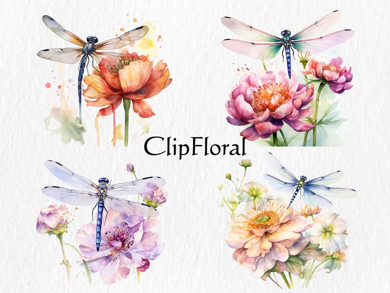 Libélula en acuarela, imágenes PNG para decoración infantil (descarga digital) imagen 2