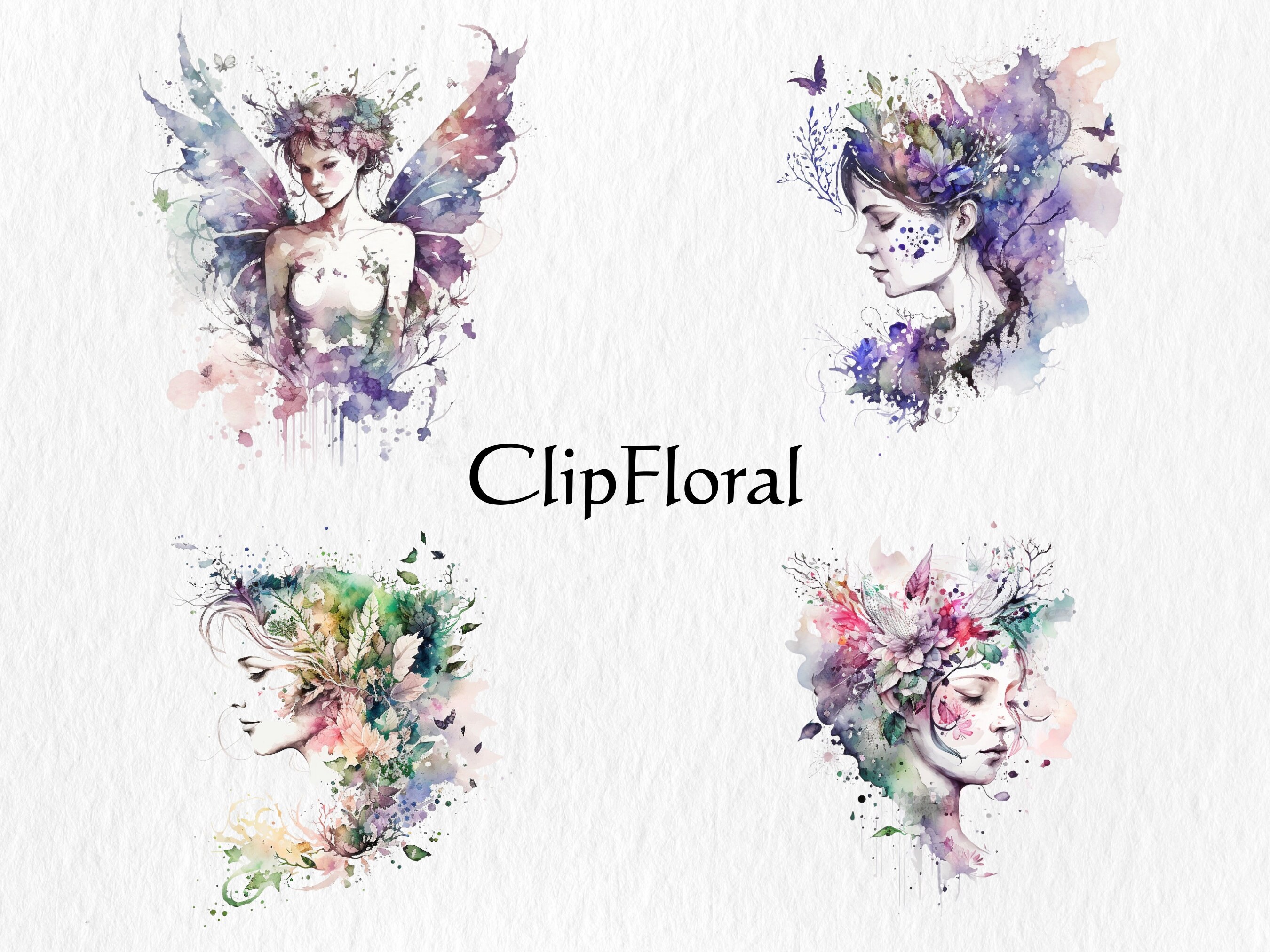 Watercolor Floral Fairy Clipart Bundle – Fantasy PNG (digital Download ...