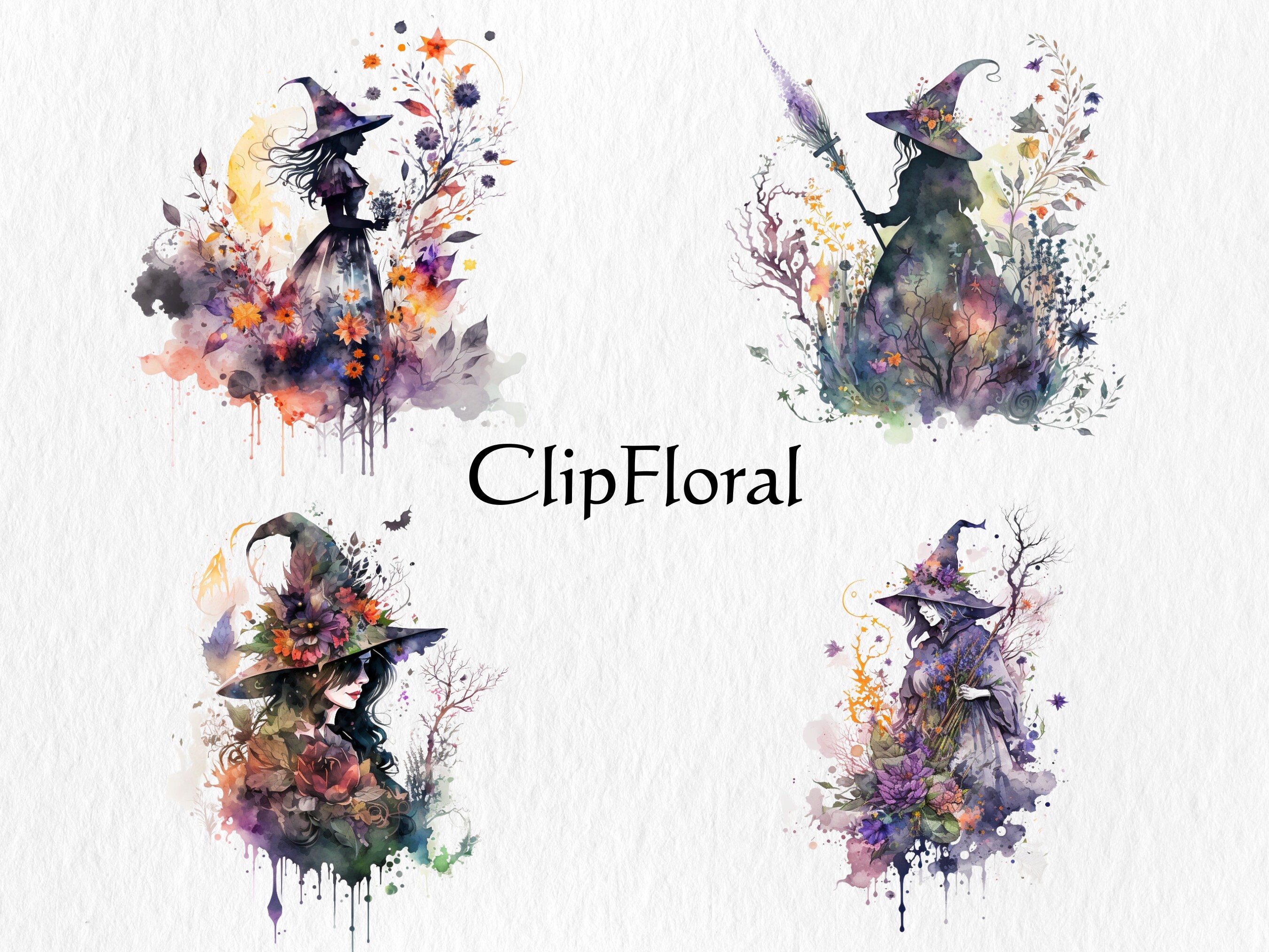 Watercolor Witch Clipart Bundle - Fantasy PNG Images (digital Download ...