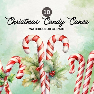 Clipart de cannes de bonbon de Noël - 10 PNG de haute qualité - téléchargement numérique, fabrication de cartes, illustrations de Noël téléchargement immédiat