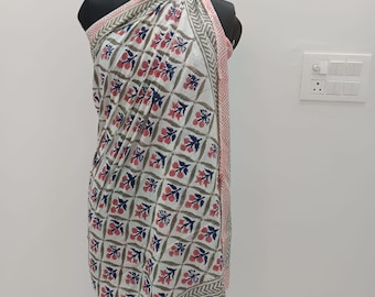 Ręcznie drukowany bawełniany sarong z nadrukiem kwiatowym dla kobiet, chusta plażowa typu pareo w stylu boho, kolorowe sarongi bawełniane, odzież plażowa dla kobiet, pareo