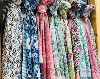 Pareo de playa 100% algodón estampado a mano, pareo ligero de verano con estampado floral bohemio, prenda para mujer, cubrebikini para resort.