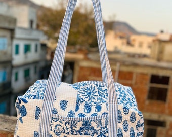 Grote katoenen patches plunjezakken Blockprint gewatteerde stof weekendtassen voor vrouwen vakantiegeschenken handgemaakte kleurrijke reistassen