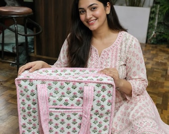 Bolso grande de algodón acolchado con cremallera, bolso de mano de viaje para mujer, bolso de compras hecho a mano, bolso de fin de semana, bolso de noche, bolso de playa para mamá.