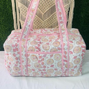 Große gesteppte Reisetasche, Blockprint Weekender Taschen, Duffle Für Frauen, Weihnachtsgeschenke, handgefertigte bunte Reise, Boho Overnight Beach Taschen