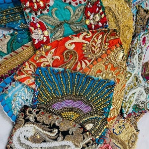 Indian Vintage Bohemian Embroidery Scrap Patchwork Crafting Sewing Scraps Boho Patches Fabric Scraps Doll Art Junk Journal Scrap For Gifts