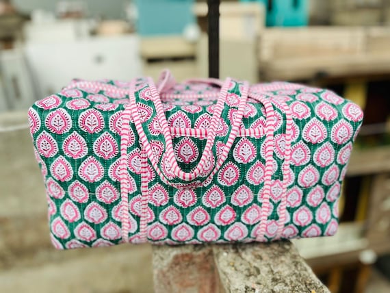 Large Cotton Patches Duffle Bags Blockprint Quilted Fabric Weekender Bags for Women Holiday Gifts Handmade Colorful Travel Overnight Bags Etsy